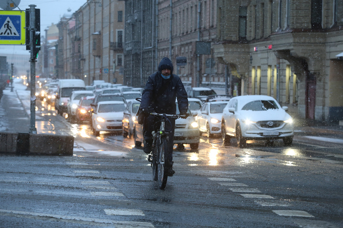 Перед долгожданным приходом весны в Петербурге опять пошел снег