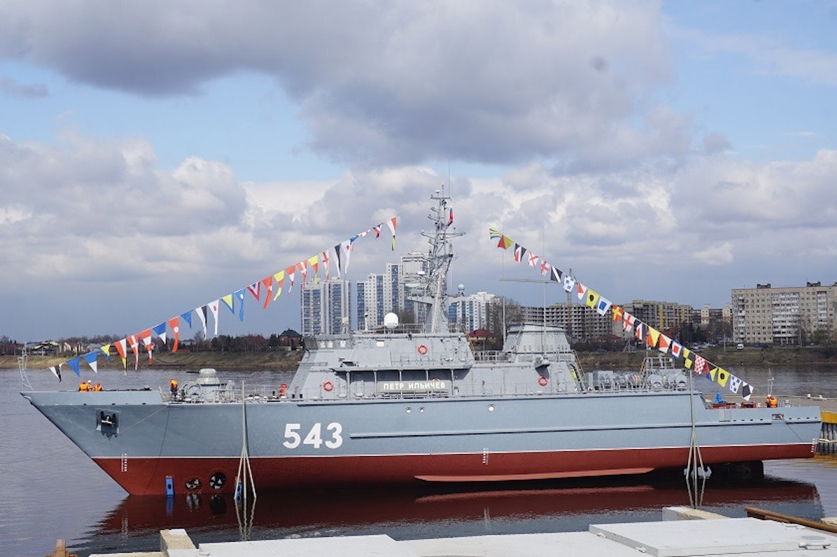 В Петербурге на воду спустили корабль противоминной обороны «Петр Ильичев»