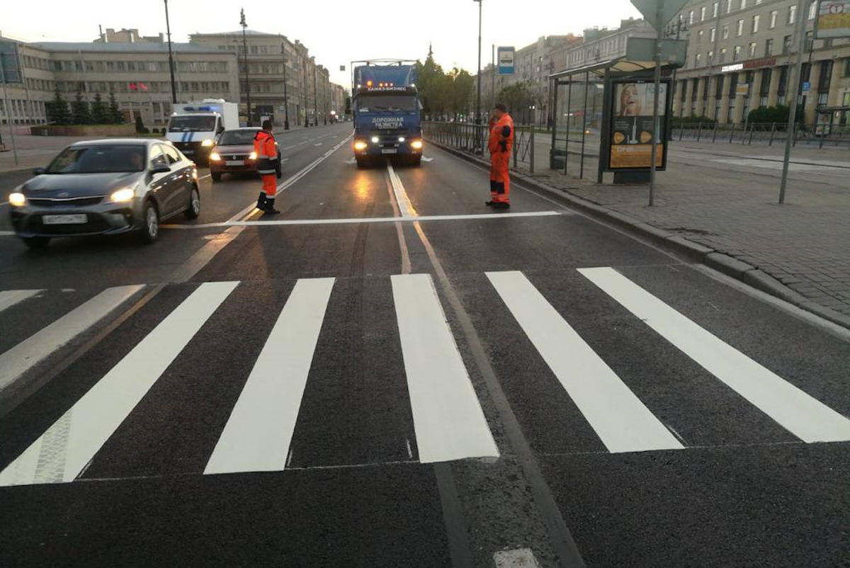 Разметка по маршруту Евро-2020 появилась на петербургских дорогах