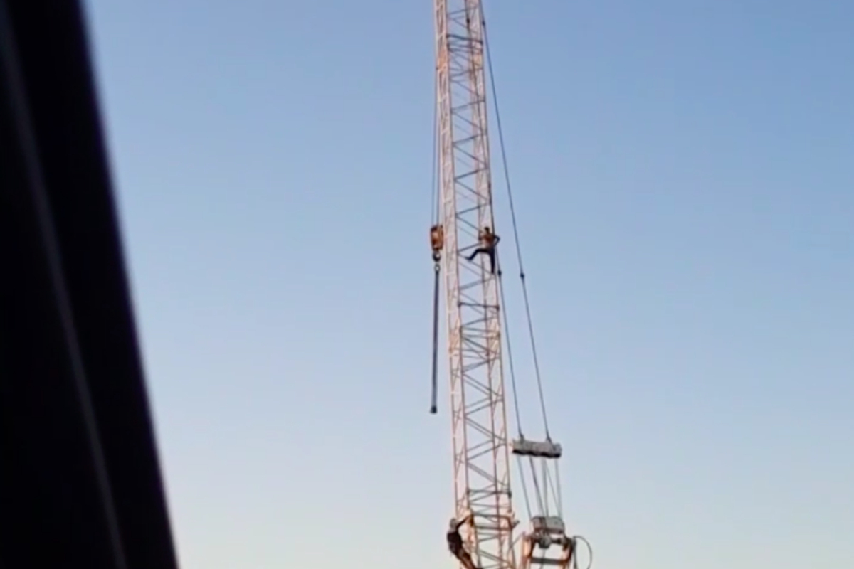 Сотрудники МЧС сняли с башенного крана мужчину на Лиговском путепроводе