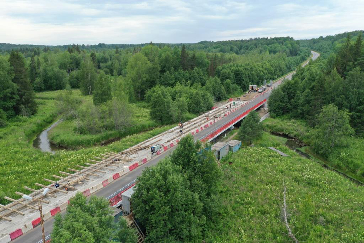 Ново ленобласти. Мост через реку. Дорога через реку. Красивый мост через реку. Висячий мост через реку.