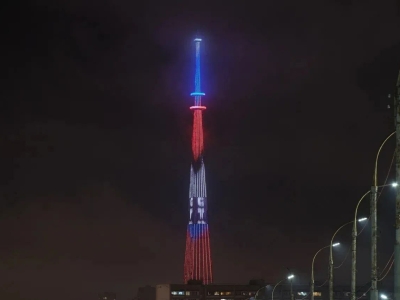 В Астрахани обновили подсветку 180-метровой телебашни