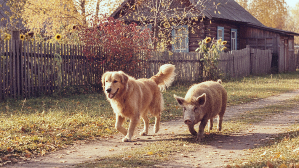 собака и свинья, собаки, свиньи, пес