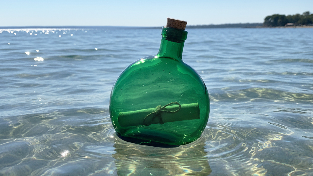 бутылка в море с посланием, письмо, океан,
