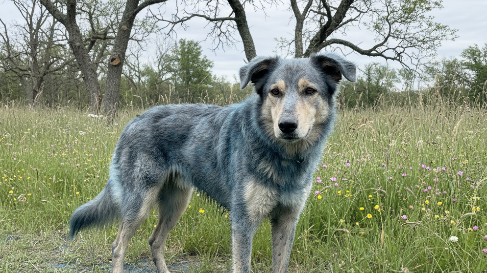 синяя зараженная собака, пес
