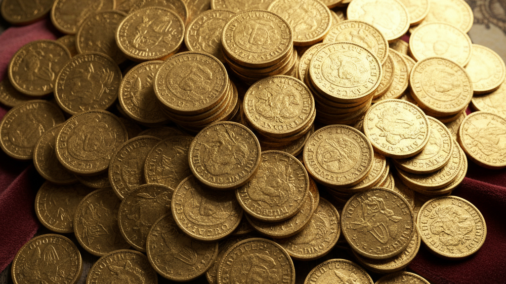старинные золотые монеты, клад