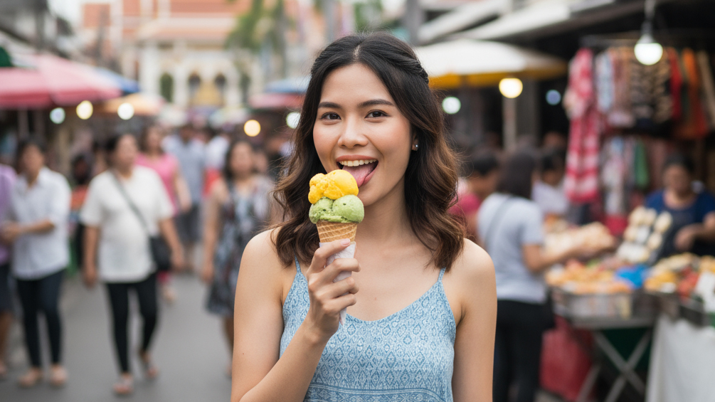 тайка, Таиланд, девушка, мороженое