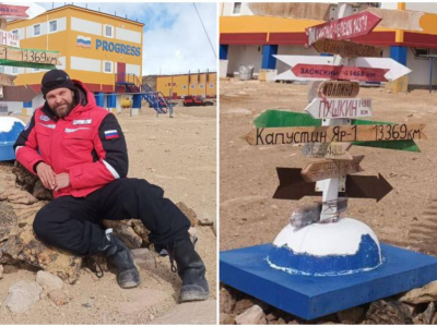 Астраханец оставил знак Капустину Яру в Антарктиде во время научной экспедиции