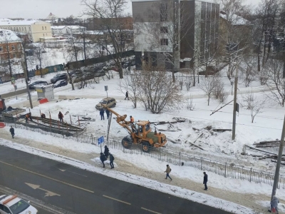 В центре Ярославля начался демонтаж старых трамвайных путей