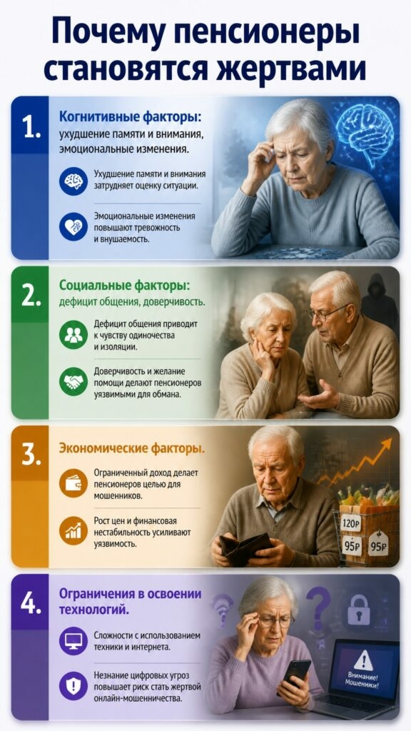 Инфографика: почему пенсионеры становятся жертвами мошенников