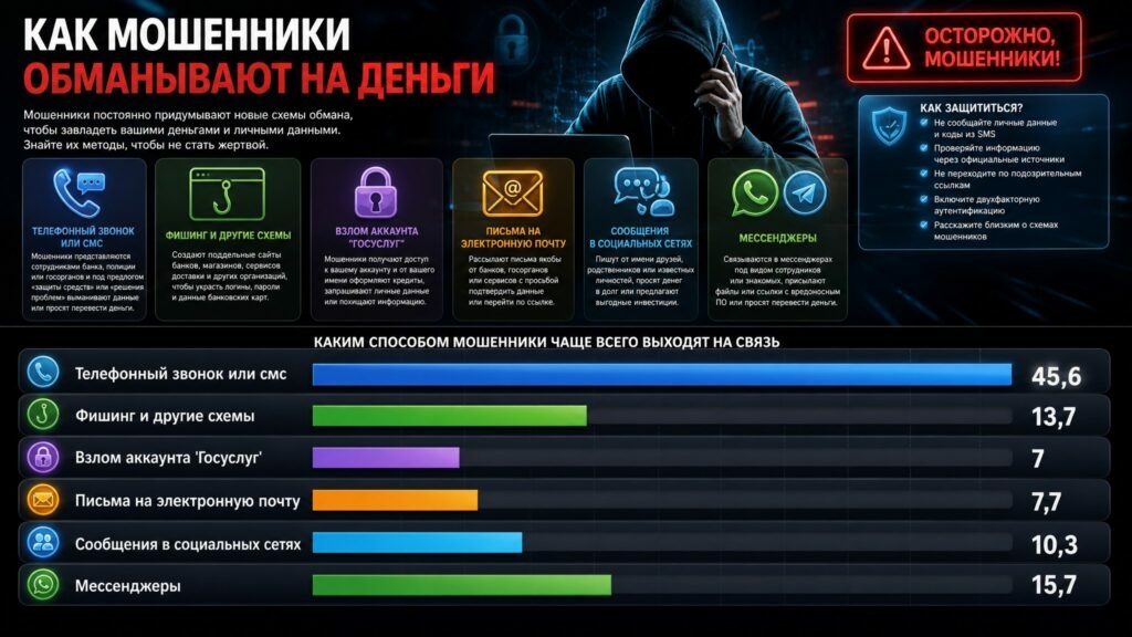 Инфографика: с помощью каких манипуляций мошенники крадут деньги